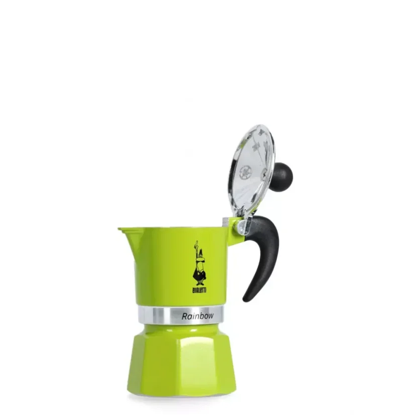 La cafetière Moka Rainbow 3 en vert est fabriquée en aluminium et apporte un aspect moderne à votre cuisine.