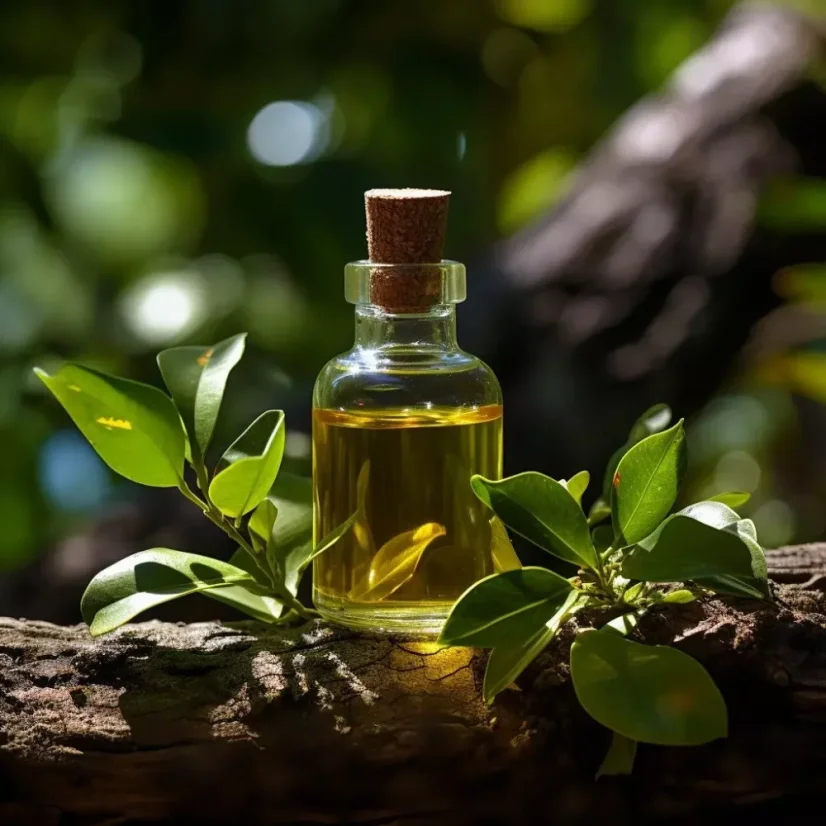 Glass bottle with 10 ml of 100% natural Elemi essential oil, suitable for use with acne problems.