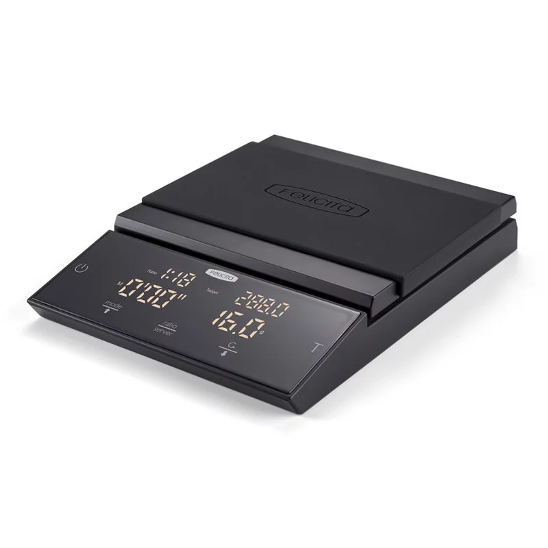 Black Felicita Parallel Plus digital espresso scale.