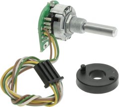 Wielerschalter mat Encoder op enger Plack, enger laanger Well an engem Bündel faarwege Dréit Wielerschalter mat Encoder op enger Plack, enger laanger Well an engem Bündel faarwege Dréit