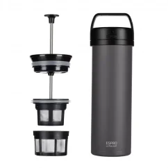 Espro Ultra Light Coffee Press in grey with a capacity of 450 ml. Espro Ultra Light Coffee Press in grey with a capacity of 450 ml.