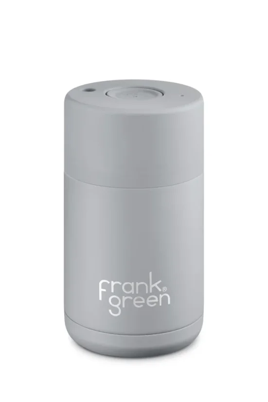 Frank Green Ceramic Harbor Mist thermal mug with a capacity of 295 ml in gray, suitable for strollers.