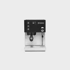 Black lever coffee machine Rancilio Silvia E with a circular head, perfect for home use. Black lever coffee machine Rancilio Silvia E with a circular head, perfect for home use.