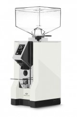 White electric grinder Eureka Mignon Speciality with timer for grinding espresso coffee