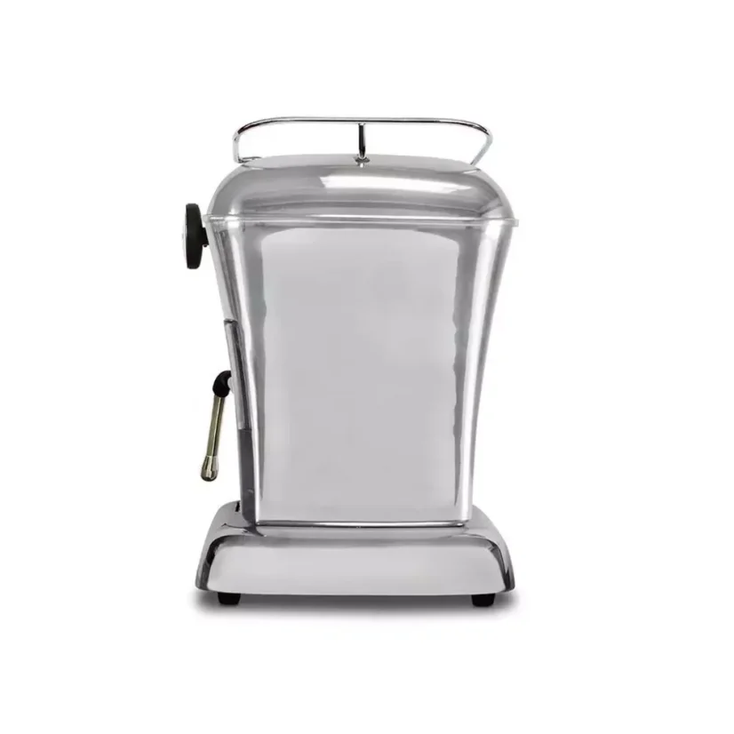 Ascaso Dream ONE coffee machine in polished aluminum with a retro design for lovers of classic looks and quality coffee.