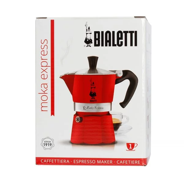Emballage original de la cafetière Bialetti Moka Express.