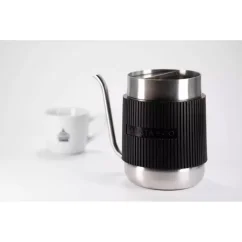Stainless steel goose-neck kettle with silicone handle
