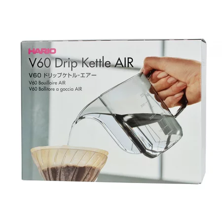 Hario V60 Drip Kettle Air coffee kettle with a transparent design that allows monitoring of the water level.