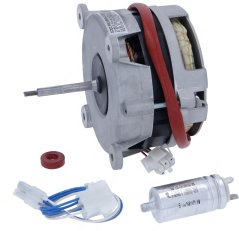 Elektromotor mat Rimschief, roudem Rim, Steckverbinder a zylinderfërmegem Kondensator Elektromotor mat Rimschief, roudem Rim, Steckverbinder a zylinderfërmegem Kondensator