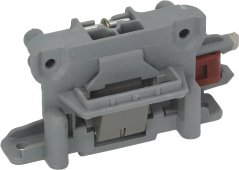 Elektresch Diereschloss Indesit mat engem groe Plastikgehäus, enger Metallklinke a Montagelächer.