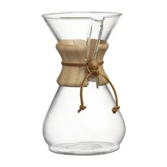 Glazen koffiekan Chemex Classic 8 met een inhoud van 1200 ml, ideaal voor het zetten van filterkoffie.