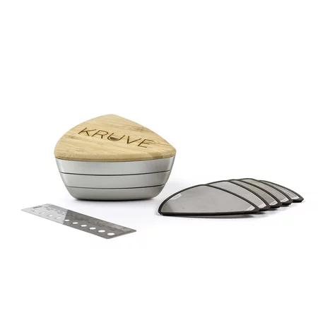 Base Sifter en argent pour la filtration du café, fabriqué en acier inoxydable résistant.