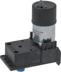 Getriebemotor 39750052, 24 V DC, 16 W, 96 U/min, schwaarzen zylindresche Kierper mat Plastikgetriib a bloem Zahnrad um Ausgank Getriebemotor 39750052, 24 V DC, 16 W, 96 U/min, schwaarzen zylindresche Kierper mat Plastikgetriib a bloem Zahnrad um Ausgank
