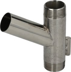 Inox T-Réierkupplung mat Säiteofzweigung a Gewandenner Inox T-Réierkupplung mat Säiteofzweigung a Gewandenner