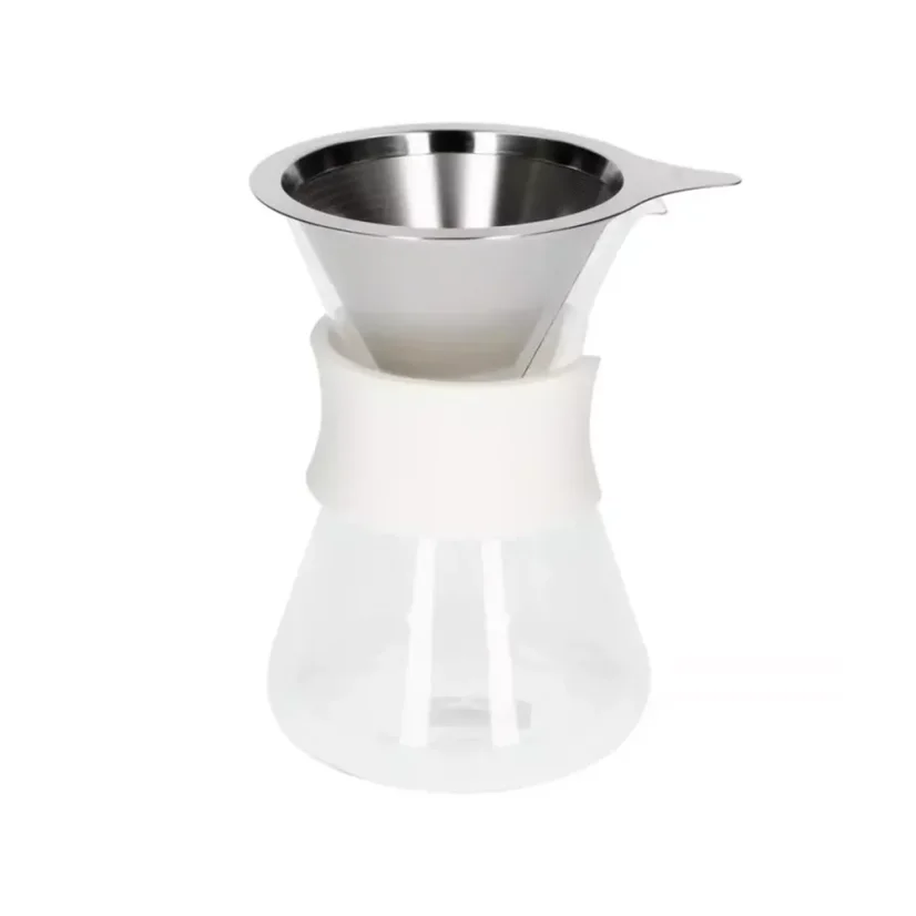 La cafetière en verre blanche est un élégant appareil qui permet de préparer 1 à 2 tasses de café de qualité à la fois.