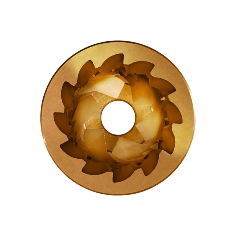 Conical 48 mm grinding stones with a special "Gold Energy" treatment.