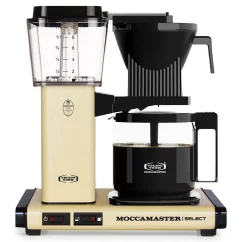 Pastelovo žltý prekapávač Moccamaster KBG Select na prípravu filtrovanej kávy. Pastelovo žltý prekapávač Moccamaster KBG Select na prípravu filtrovanej kávy.