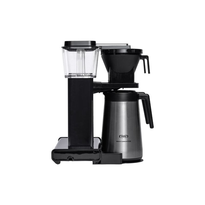 Moccamaster KBGT 20 čierny s termoskami na kávu.