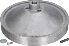 Aluminium Riemeschéif mat gerëppter Multigrip-Uewerfläch, enger Ënnerluegscheif, engem Schrauf an enger Feder. Aluminium Riemeschéif mat gerëppter Multigrip-Uewerfläch, enger Ënnerluegscheif, engem Schrauf an enger Feder.