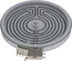 Stralungsheizung ø 230 mm, 2100 W, 230 V ASCOBLOC, ronnt Stralungsheizelement mat zwou géigelaafende Heizdraatschleefen an enger Klemmleist