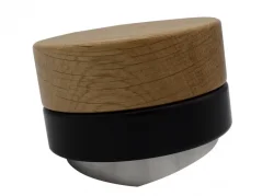 Heavy Tamper Coffee Distributor Oak 58.4 mm with Natural Wood Handle