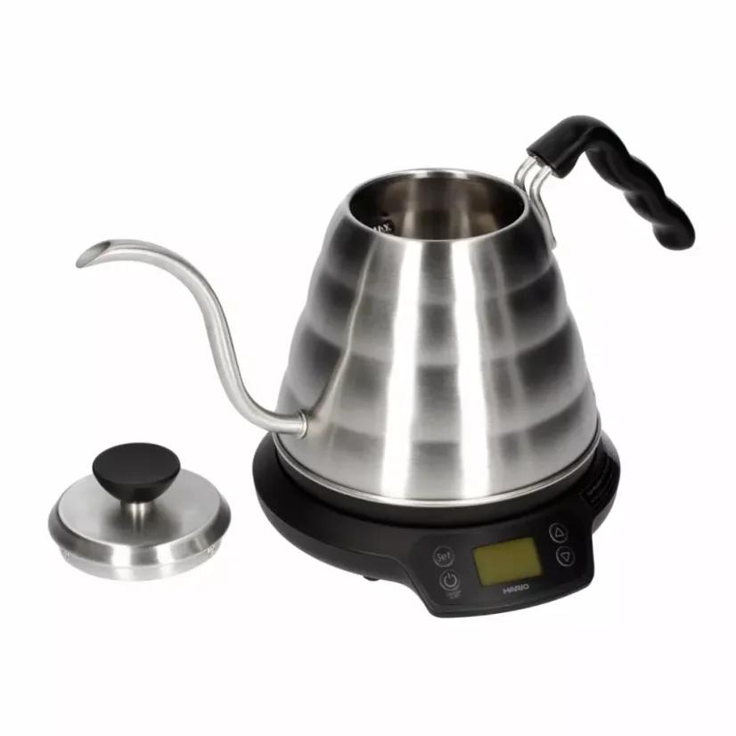 Elektrický kanvica Hario V60 Buono s termostatom s objemom 800 ml je ideálnym pomocníkom na prípravu dokonalej kávy.
