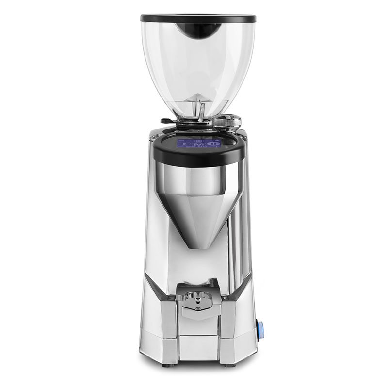 Espresso grinder Rocket Espresso SUPER FAUSTO in chrome on the front side