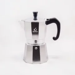 Forever Miss Prestige Induction moka pot for 6 cups, suitable for heating on gas.