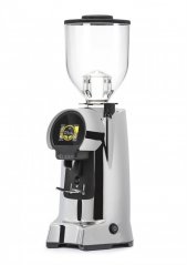 Eureka Helios 80 electric coffee grinder in chrome finish.