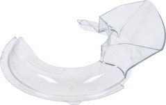 Duerchsiichtege Plastiksschutzdeckel fir den Auslaaf a Form vun enger gebéiter Schossel mat enger Rei rechteckegen Aussparungen