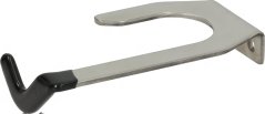 Metall-Gabel vum Hiewelhalter vun der Millen, um Enn mat engem schwaarze Plastikgrëff