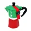 Moka-Kanne für die Zubereitung von 3 Tassen Kaffee in eleganter grüner Farbe.