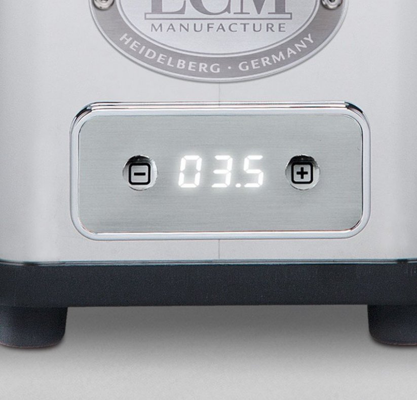 The display of the ECM S-Automatik 64 grinder in detail
