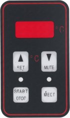 Schwaarze Steierpanel mat roudem LED-Display a véier beliichte Knäppercher Schwaarze Steierpanel mat roudem LED-Display a véier beliichte Knäppercher