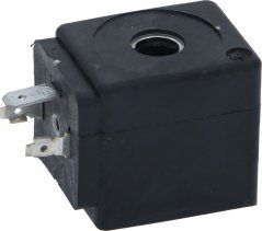 Schwaarz elektromagnetesch Spull a Quaderform mat engem Mëttelloch a zwee Kontakter Schwaarz elektromagnetesch Spull a Quaderform mat engem Mëttelloch a zwee Kontakter