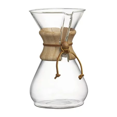 Glaskaffeekanne Chemex Classic 8 mit einem Volumen von 1200 ml, ideal für die Zubereitung von Filterkaffee.