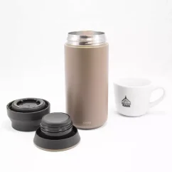 Aperçu d'un thermos déplié Kino TravelTumbler Khaki 350ml avec une tasse ; Tasses thermiques, thermos, tasses de voyage pour le café