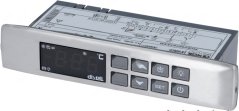 Elektroneschen Regler mat Display, aacht Knäppercher an Inoxmontagerahmen