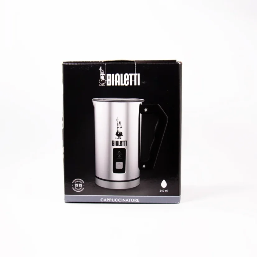 Original packaging of Bialetti electric milk frother.
