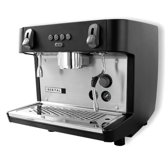 Professional single-group espresso machine IBERITAL Intenz Standard 1 Gr in black color.