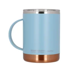 Niebieski kubek termiczny Asobu Ultimate Coffee Mug o pojemności 360 ml, idealny na podróże.