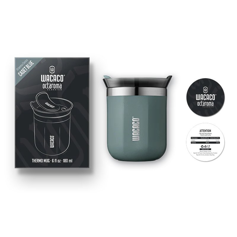 Mug thermo de voyage Wacaco Octaroma Classico - Bleu Cadet 180 ml