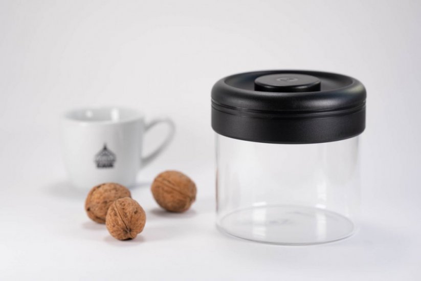 Timemore glass coffee jar with walnuts