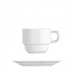 weiße Prager Tasse für die Zubereitung von Cappuccino