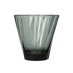 Czarny szklany kubek na cappuccino Loveramics Twisted o pojemności 180 ml, wykonany ze szkła.