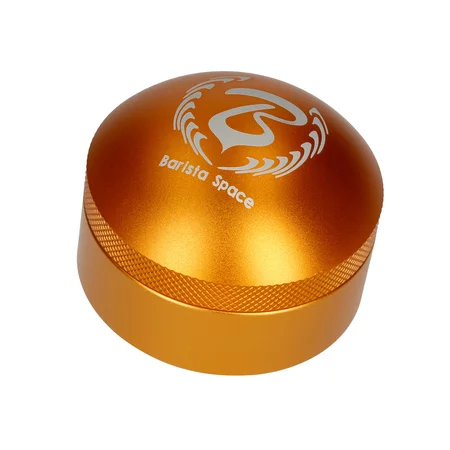 Barista Space C1 coffee distributor, 58mm diameter in gold, ideal for perfect distribution of ground coffee.