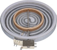 Stralend Heizelement ø 230 mm, 2100 W, 230 V STILFER, ronnt Stralungsheizelement mat zwou konzentresche spiralfërmege Heizzonen an enger Klemmleist
