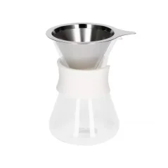 La cafetière en verre blanche est un élégant appareil qui permet de préparer 1 à 2 tasses de café de qualité à la fois.