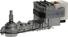Zahnradmotor 115 V 60 Hz, mat Aluminiums-Getriebekëscht, Zahnrieder, enger Ausgangswell an engem Motor mat Klemmleescht.