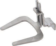 Metallen an der Gréisst verstellbar Gabel a gespléckter Form mat engem Klemmmechanismus.